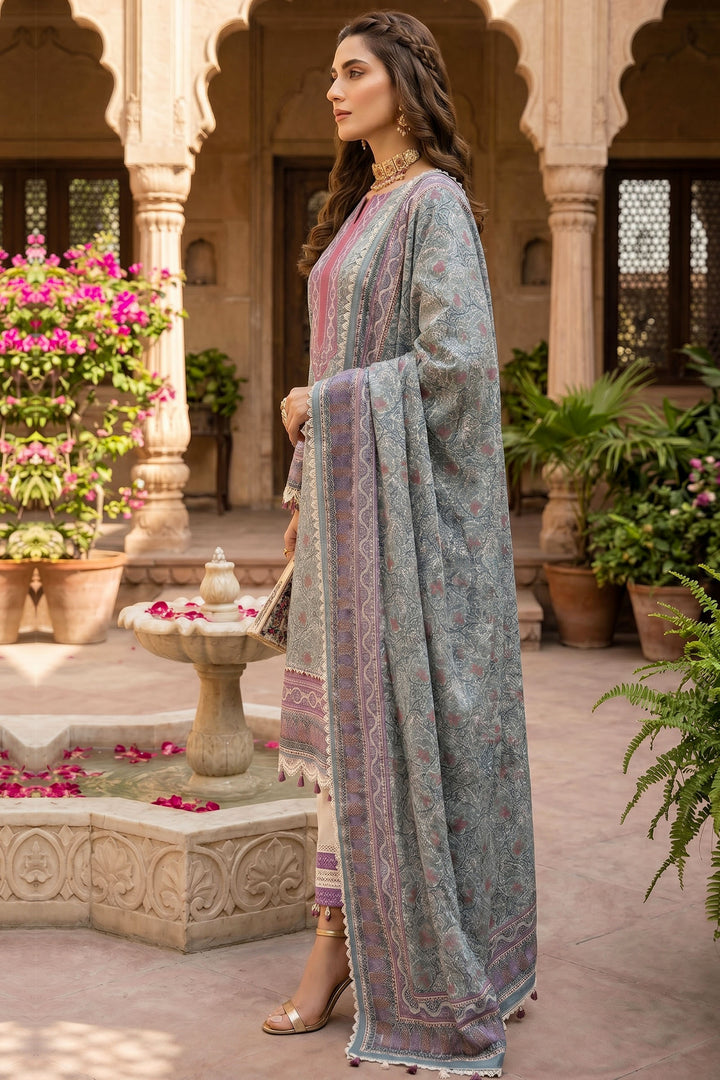 Gray 3 Piece Unstitched Premium Printed Lawn