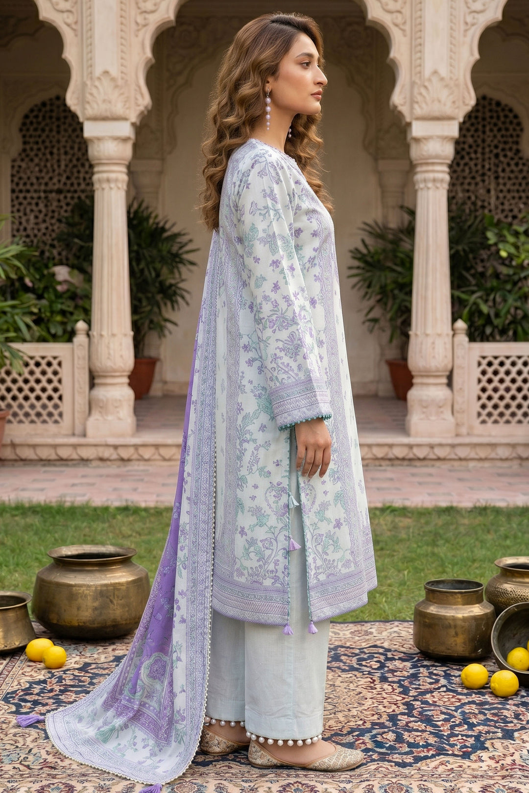 3 Piece Unstitched Violet Premium Lawn