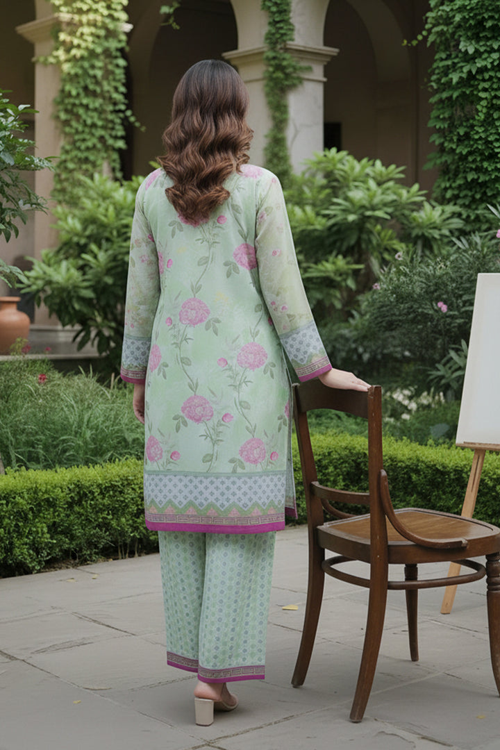 Laurel Green 2 Piece Unstitched Printed Cambric Co-Ord Set