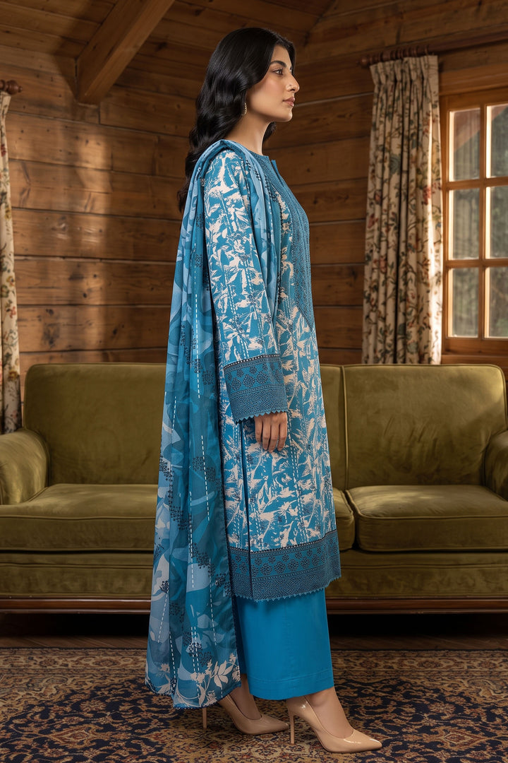 3 Piece Unstitched Blue Premium Linen