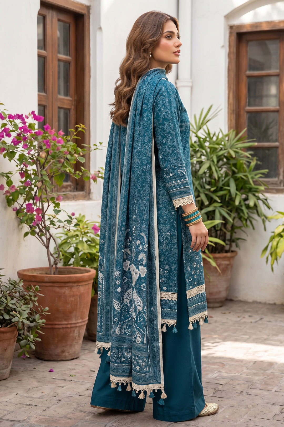 Blue 3 Piece Unstitched Premium Printed Lawn