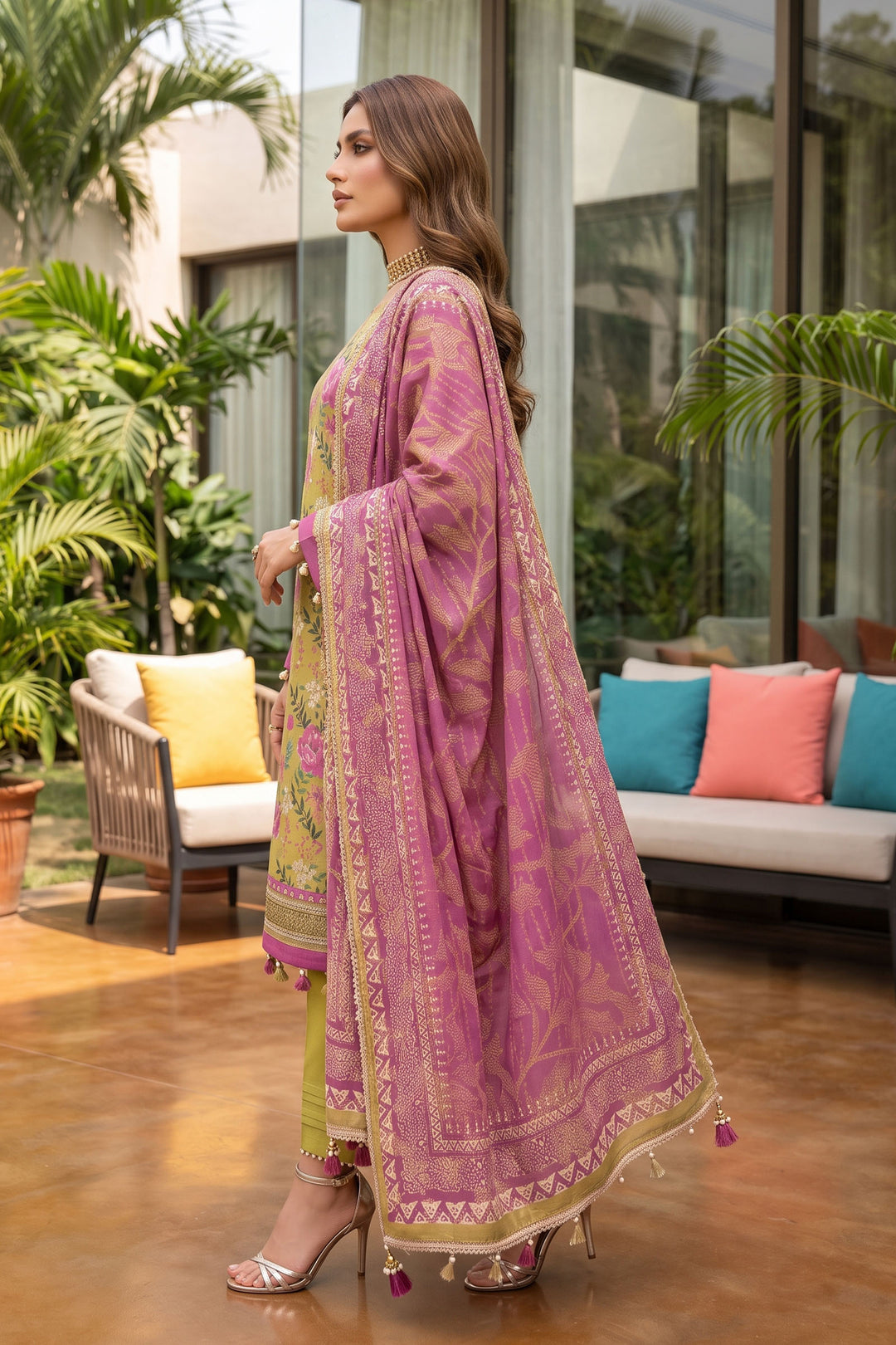 Mustard 3 Piece Unstitched Premium Printed Lawn