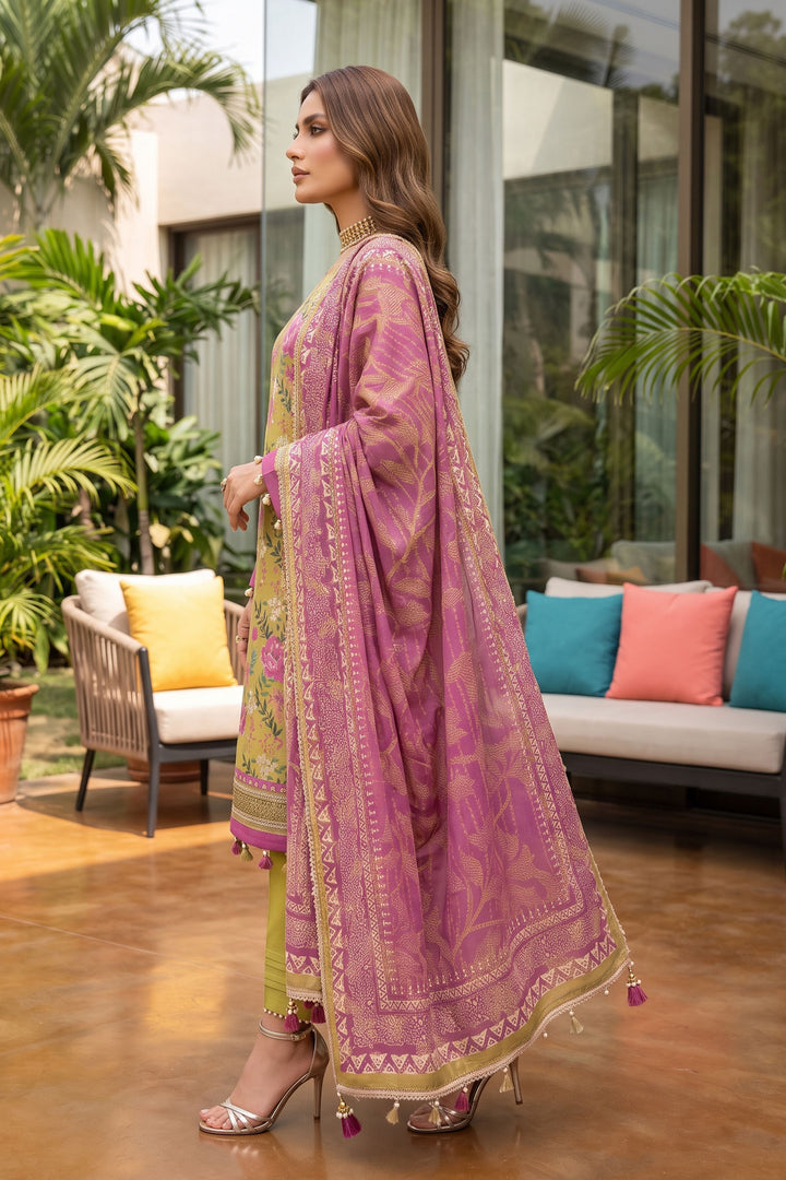 Mustard 3 Piece Unstitched Premium Printed Lawn