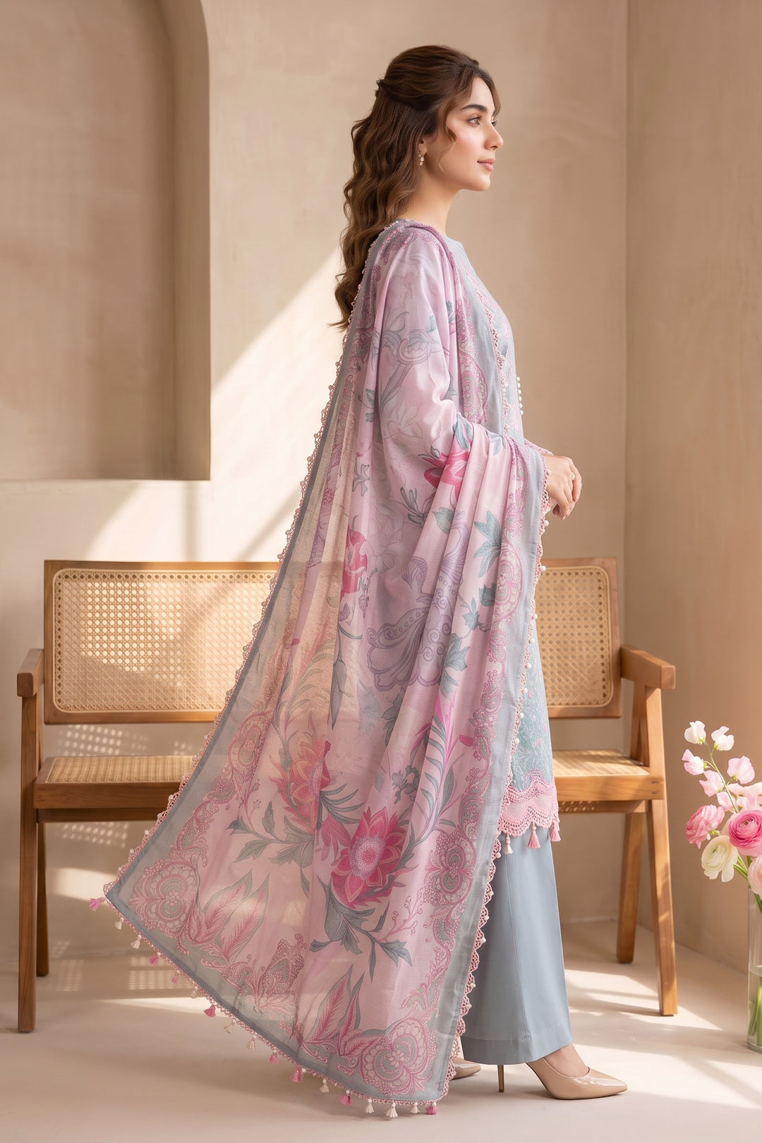 Hit Gray 3 Piece Unstitched Premium Printed Lawn