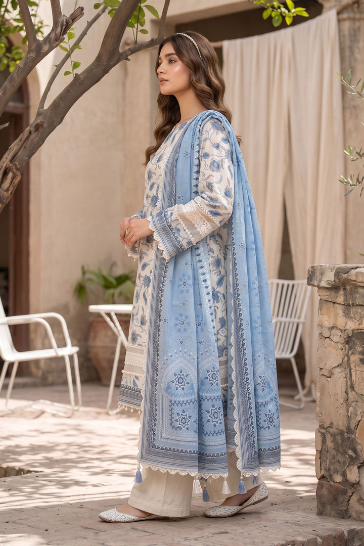 Antique White 3 Piece Unstitched Premium Printed Lawn
