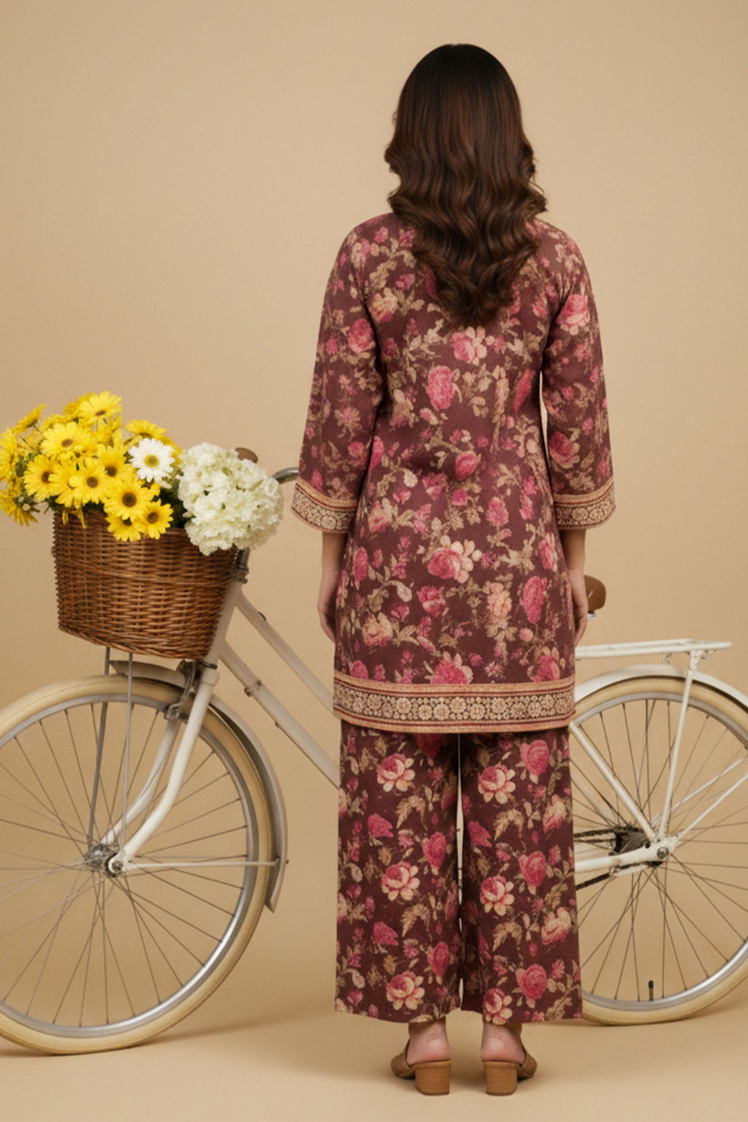 Unstitched Premium Merlot red Printed Co-Ord Set