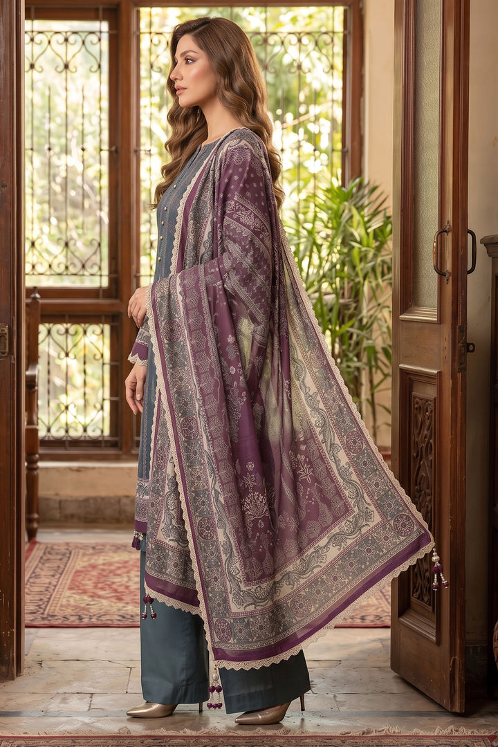 Shuttle Gray 3 Piece Unstitched Premium Printed Lawn