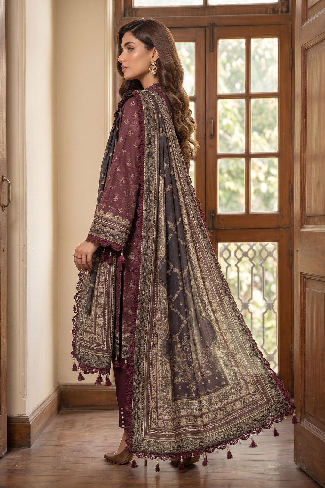 Chocolate 3 Piece Unstitched Premium Printed Lawn