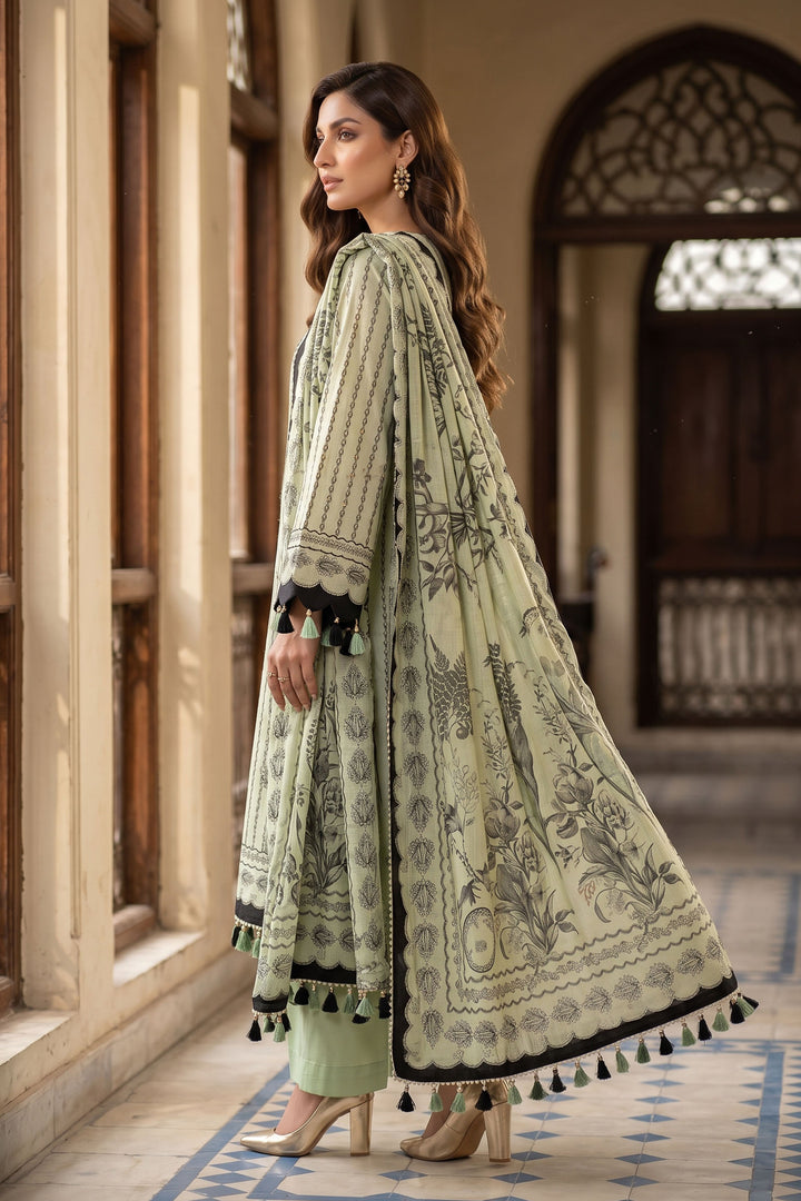 Light Green 3 Piece Unstitched Premium Printed Lawn