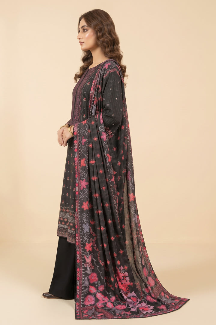 3 Piece Unstitched Black Premium Linen