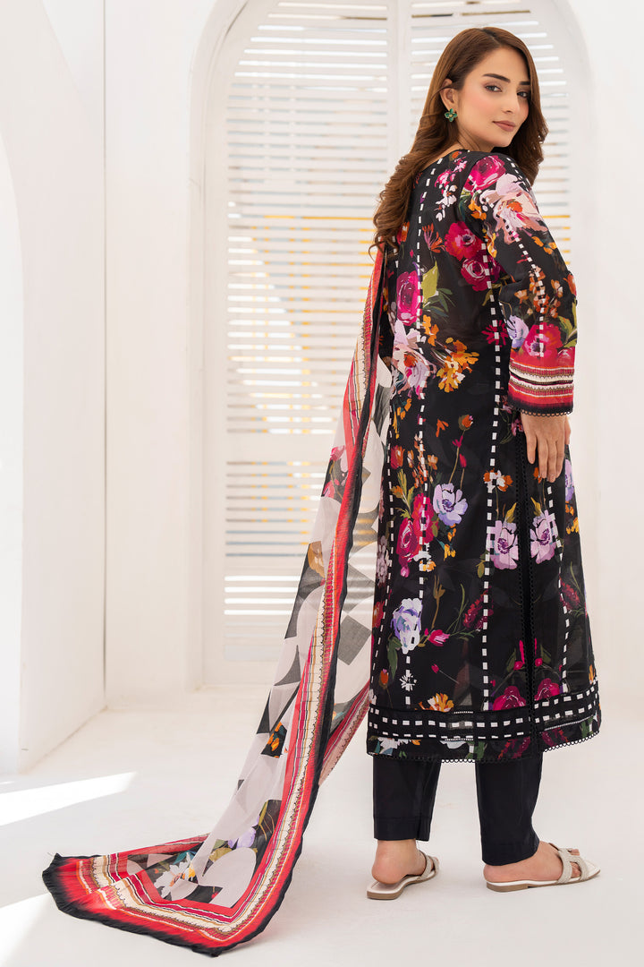 3 Piece Unstitched Chic Black Premium Lawn