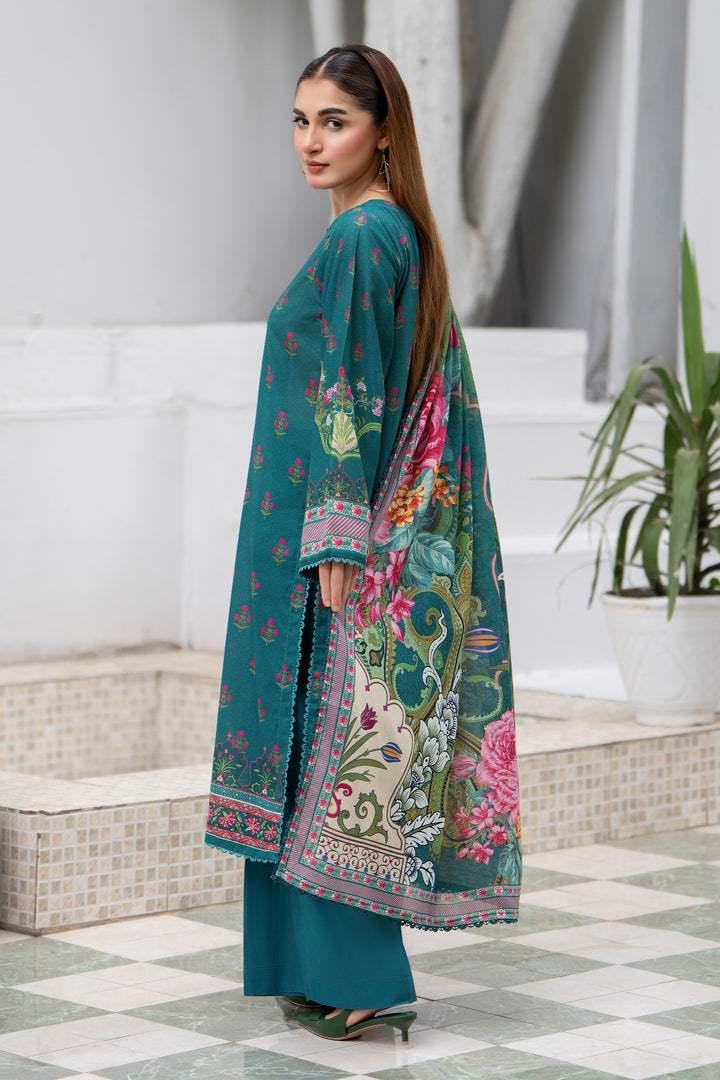 3 Piece Unstitched Sea Green Premium Lawn