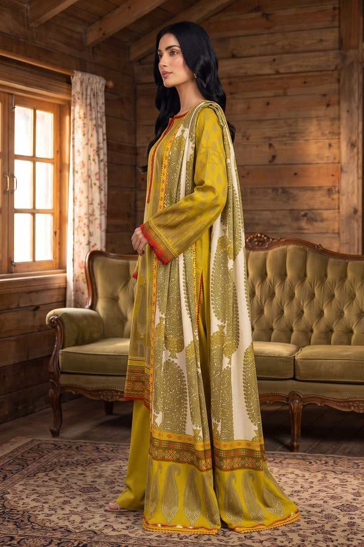 3 Piece Unstitched Olive Premium Linen