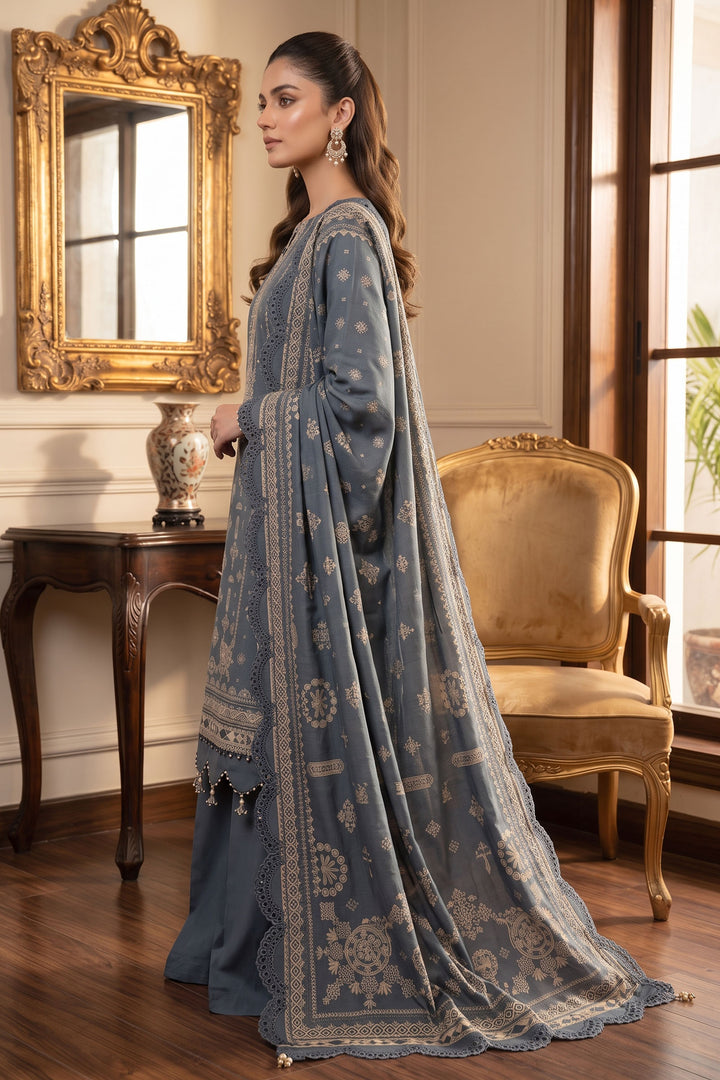 Slate Gray 3 Piece Unstitched Premium Printed Lawn