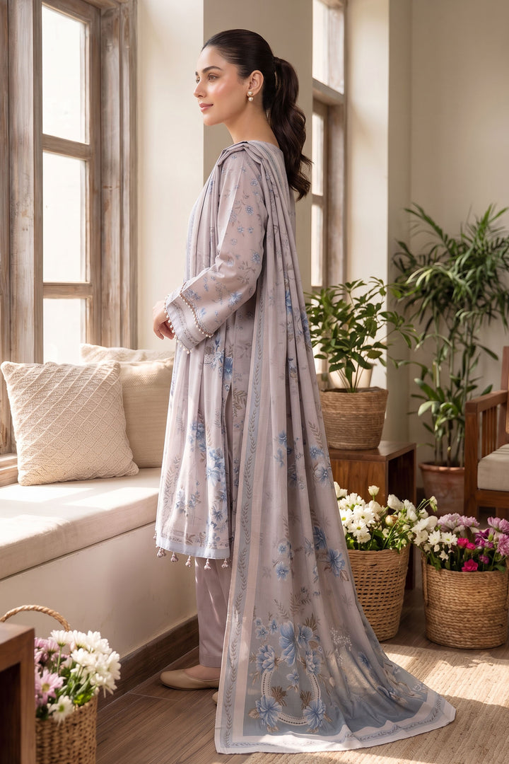 Smokey Gray 3 Piece Unstitched Premium Printed Lawn