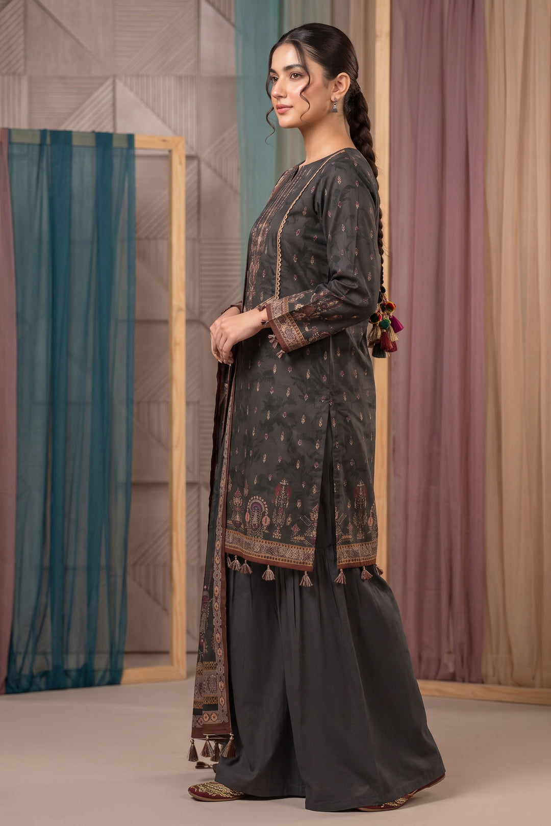 Black 3 Piece Unstitched Premium Printed Lawn