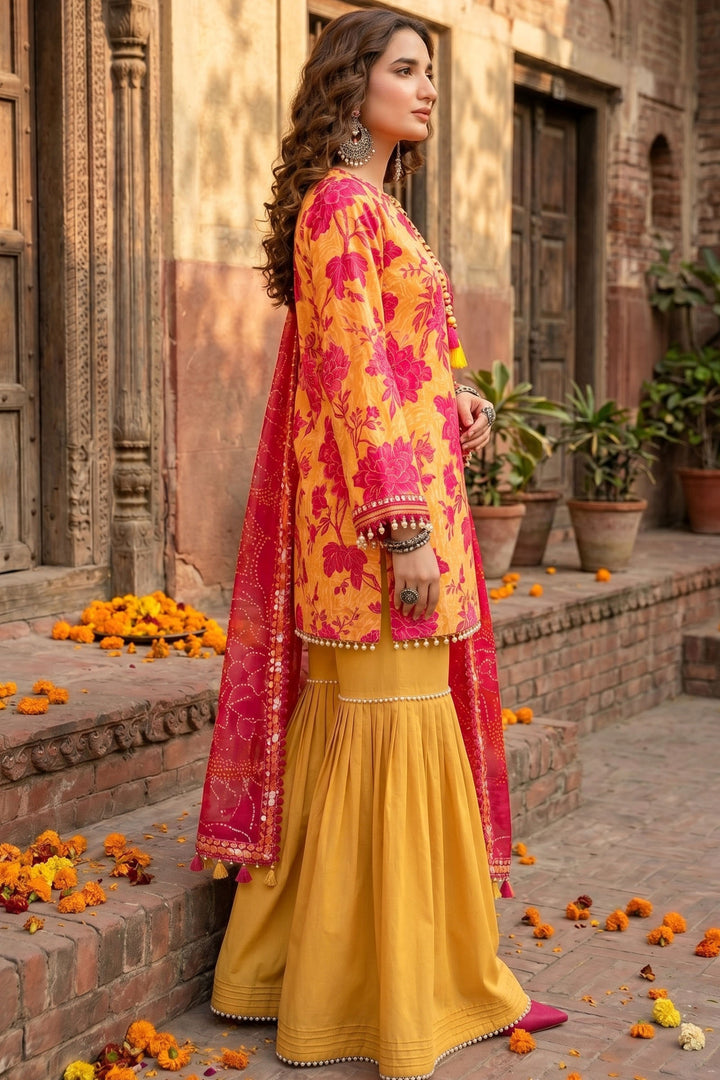 3 Piece Unstitched Mustard Premium Lawn