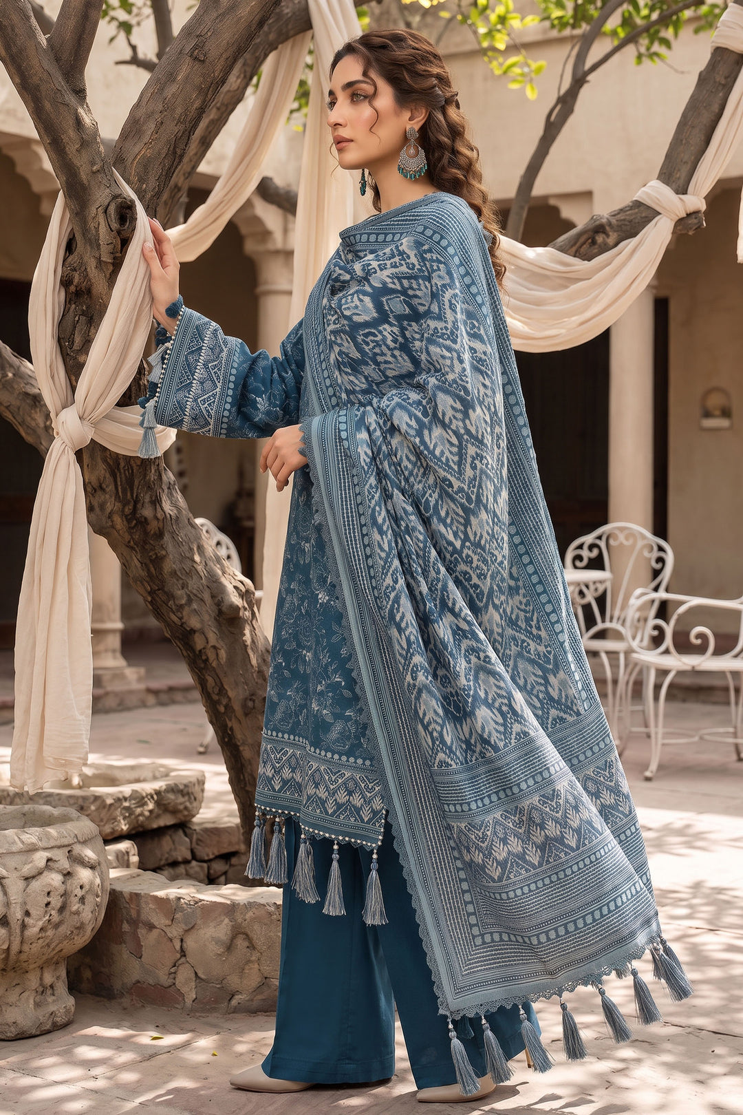 Blue 3 Piece Unstitched Premium Printed Lawn