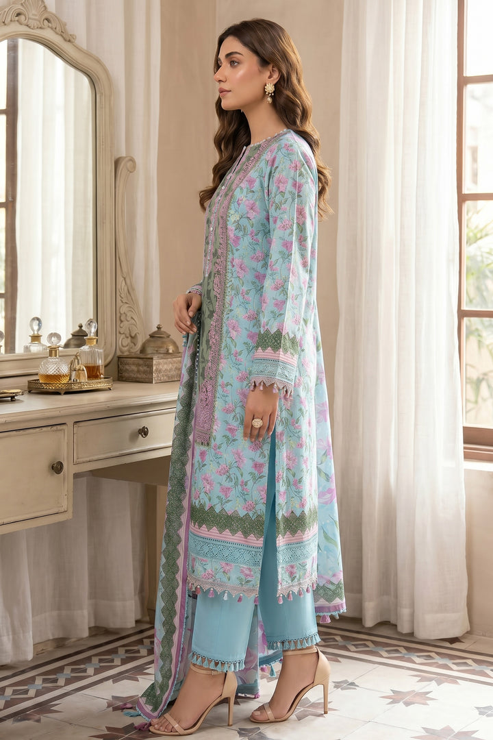 Rock Blue l 3 Piece Unstitched Premium Printed Lawn