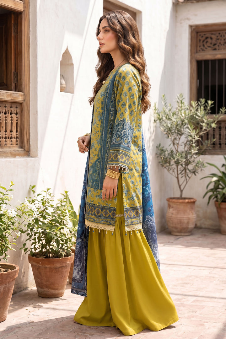 Satin Gold 3 Piece Unstitched Premium Printed Lawn