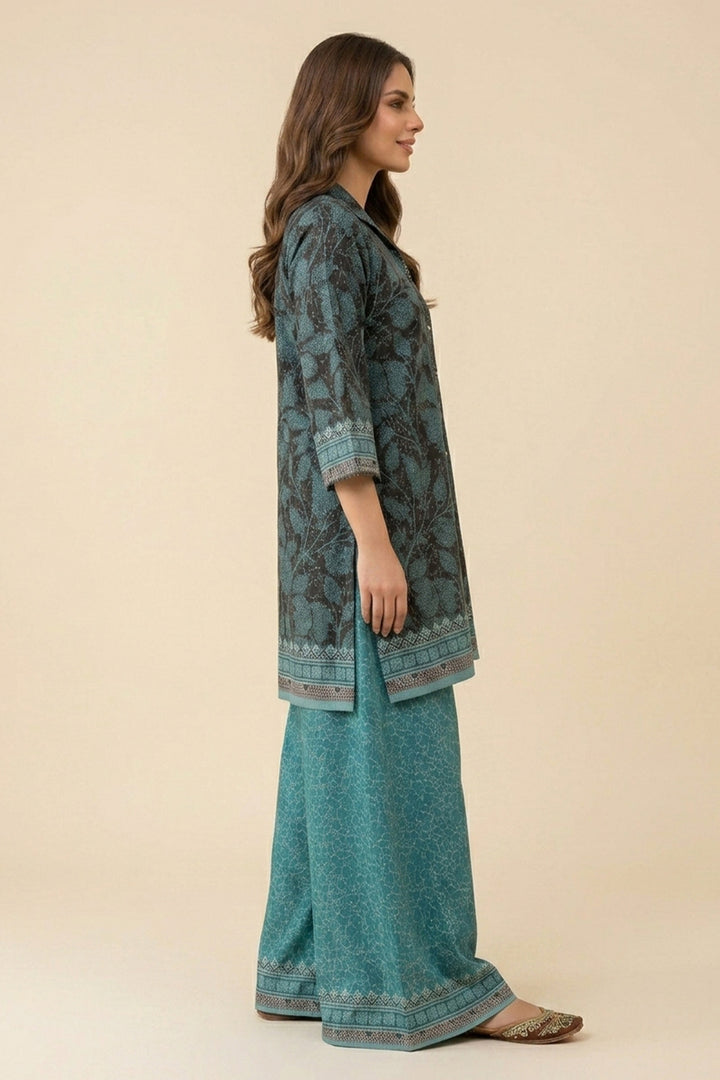 Pine Green 2 Piece Unstitched Printed Cambric Co-Ord Set