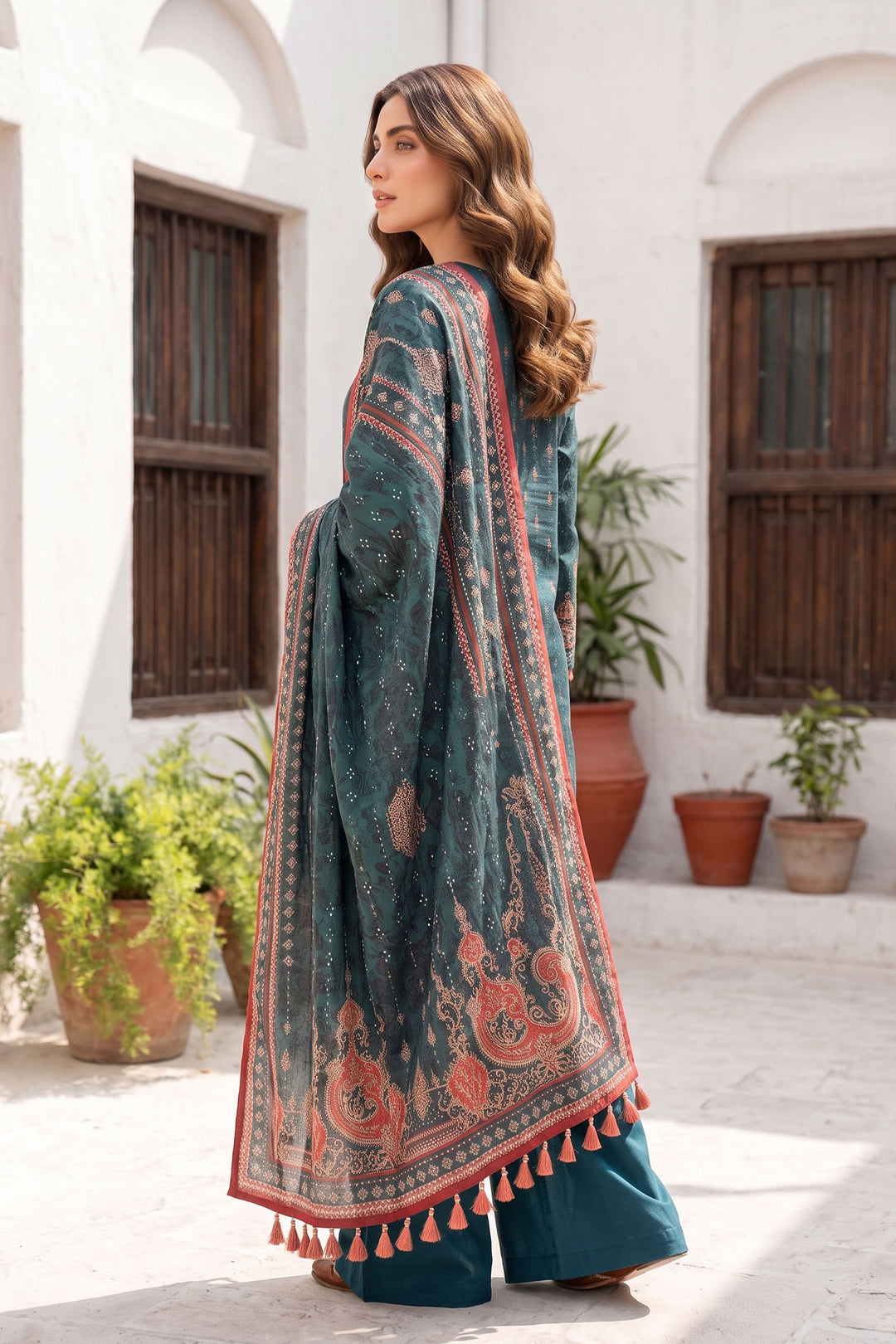 Charcoal Blue 3 Piece Unstitched Premium Printed Lawn