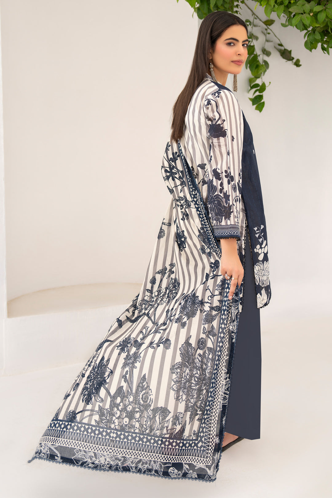 3 Piece Unstitched Dark Grey Premium Lawn