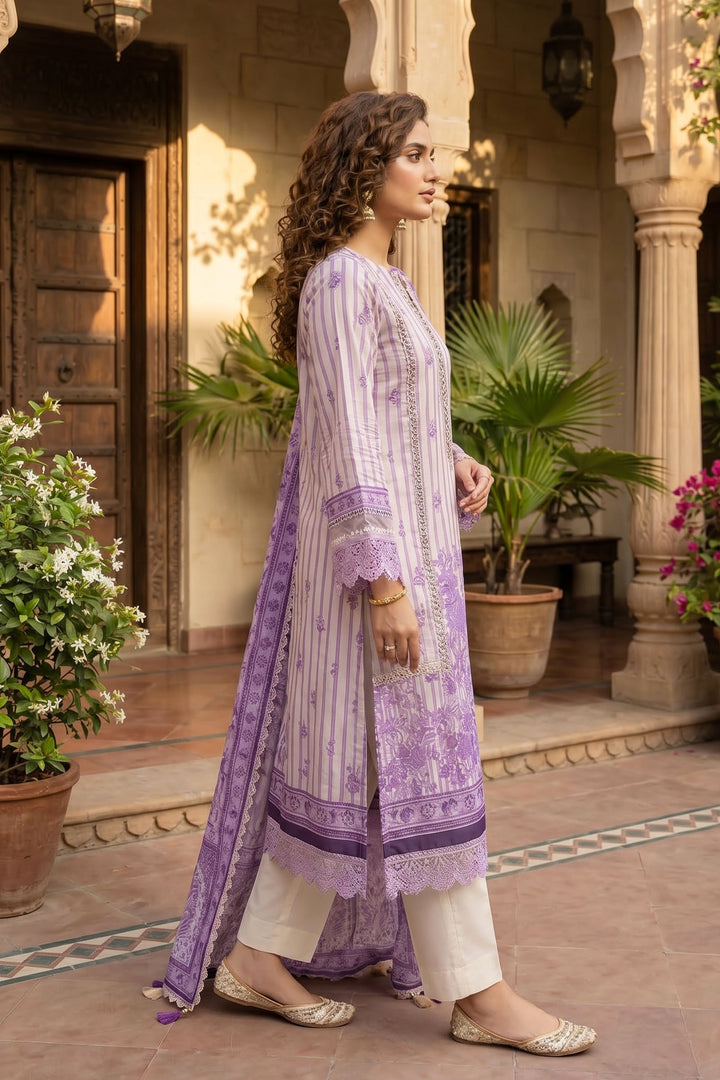 Pastel Purple 3 Piece Unstitched Premium Printed Lawn