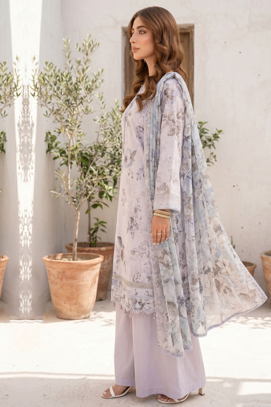 3 Piece Unstitched Lilac Premium Lawn
