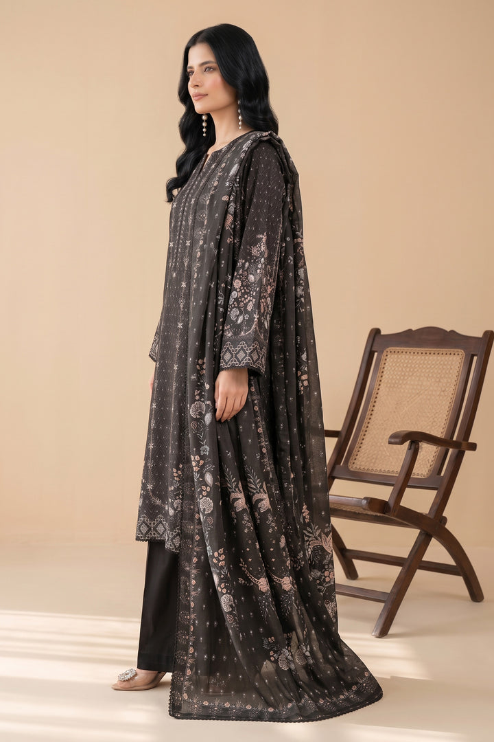 3 Piece Unstitched Black Premium Linen