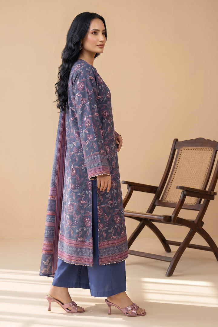 3 Piece Unstitched Dusky Blue Premium Linen