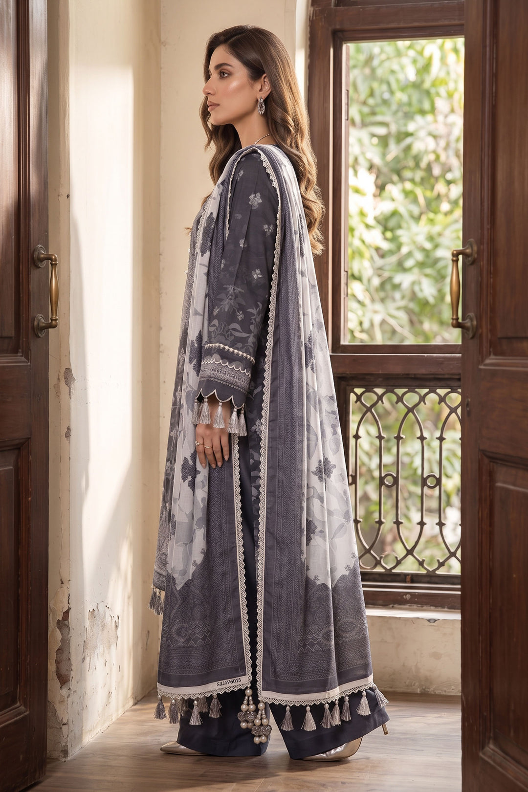 Black 3 Piece Unstitched Premium Printed Lawn