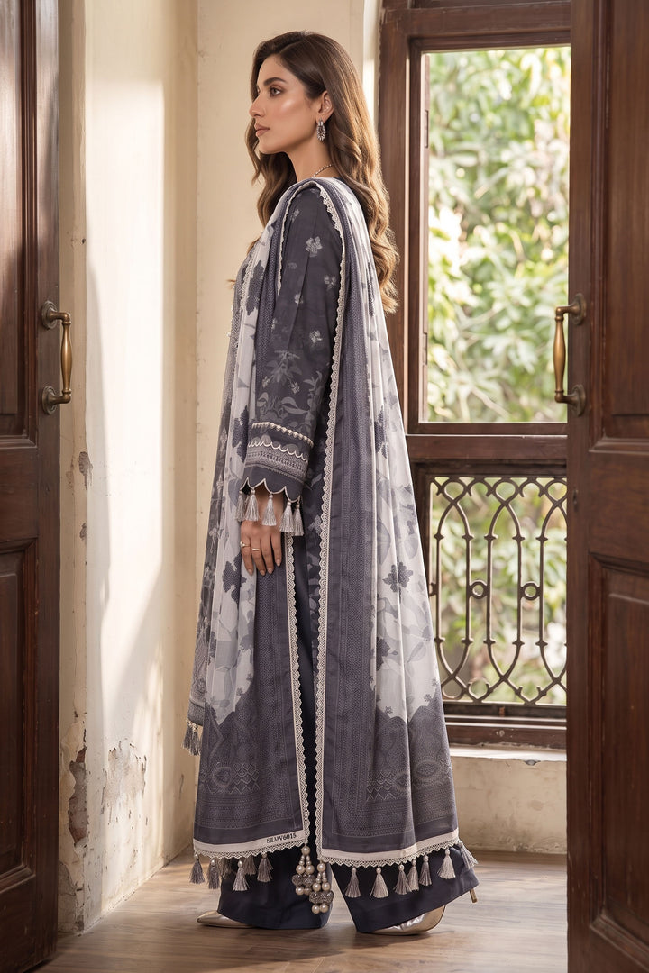 Black 3 Piece Unstitched Premium Printed Lawn