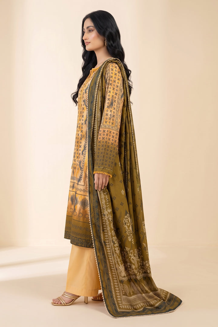 3 Piece Unstitched Apricot Premium Linen