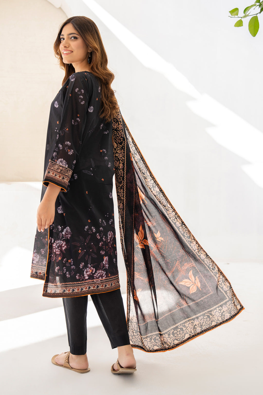 3 Piece Unstitched Black Premium Lawn