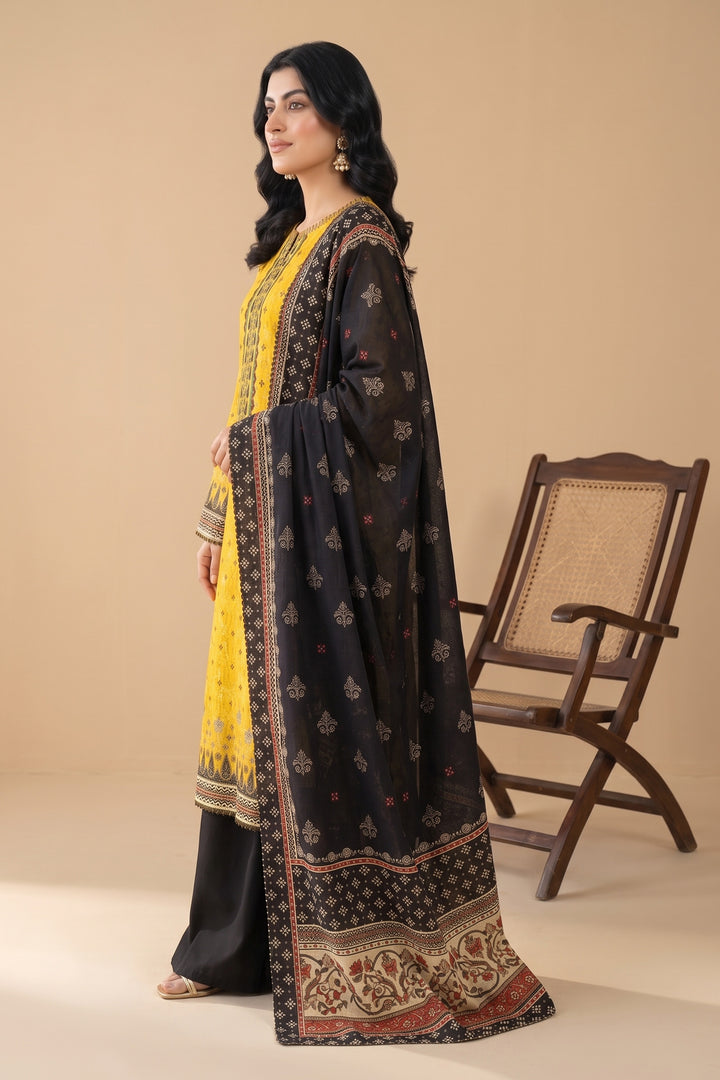 3 Piece Unstitched Yellow Premium Linen