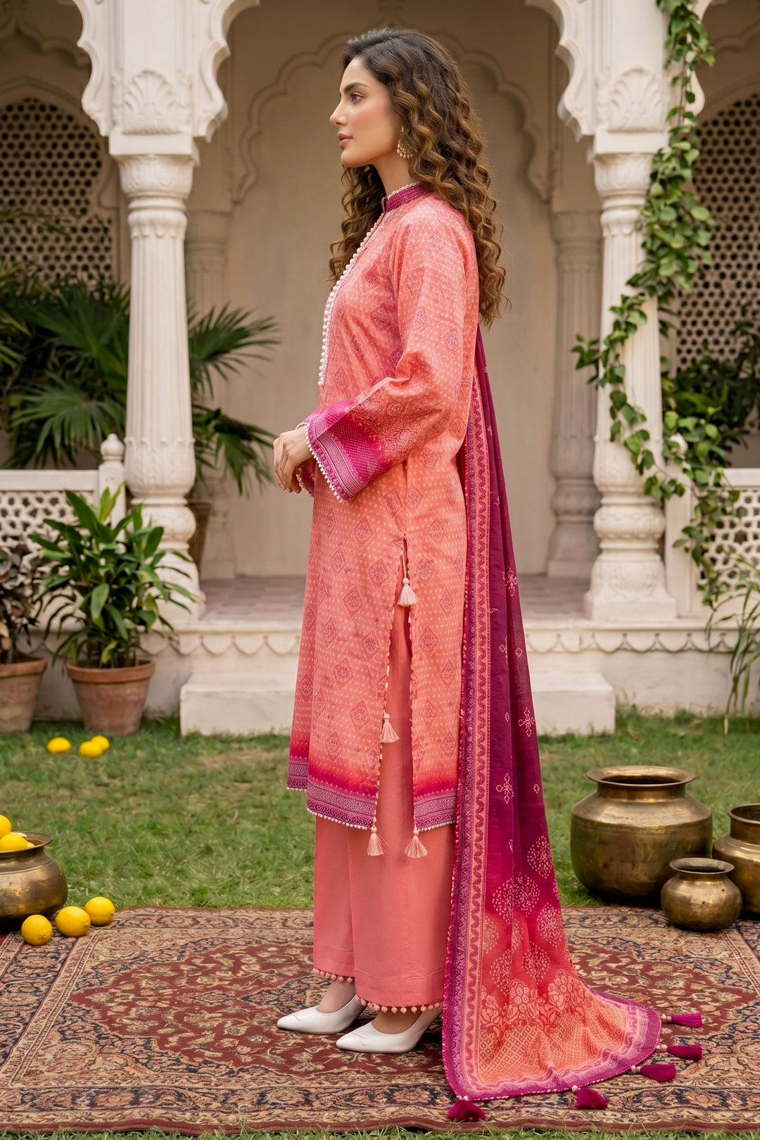 3 Piece Unstitched Pink Premium Lawn