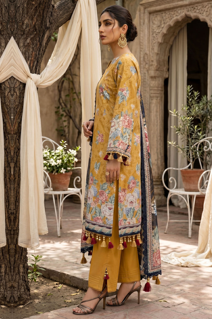 3 Piece Unstitched Mustard Premium Lawn