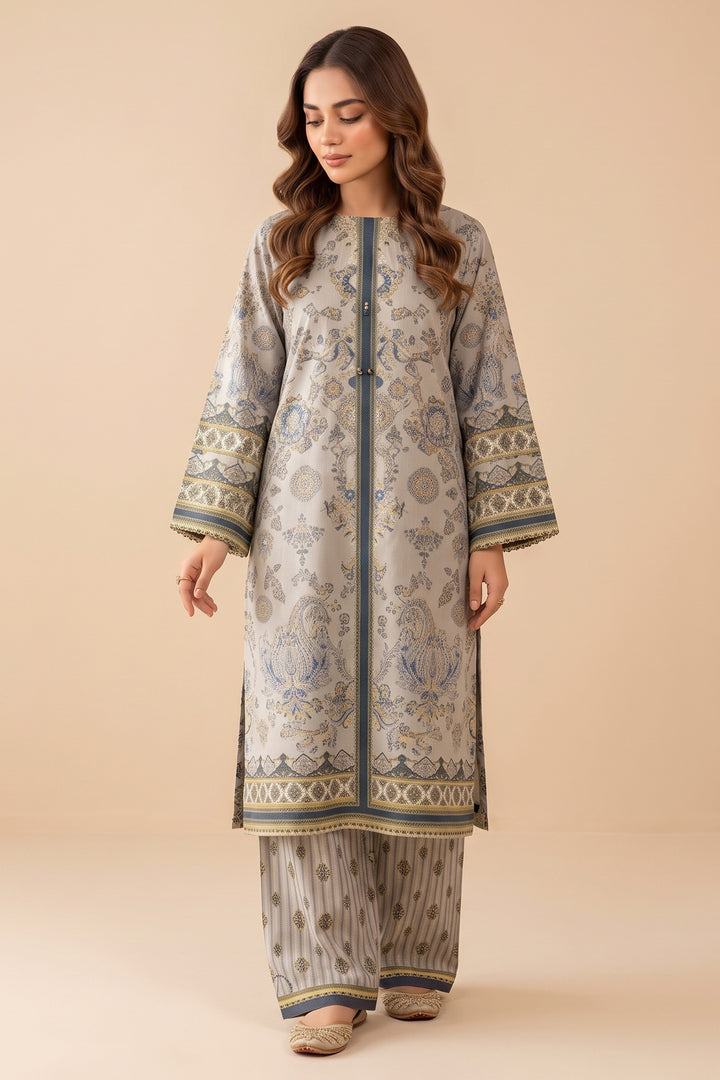 Almond 2 Piece Unstitched Printed Cambric Co-Ord Set