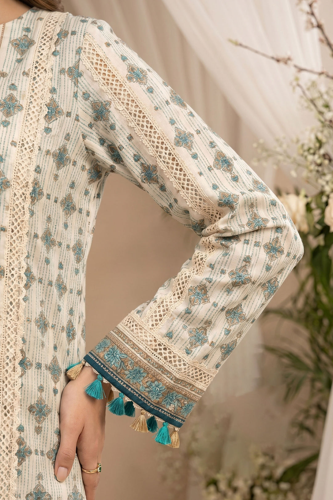 Almond 3 Piece Unstitched Premium Printed Lawn Suit By Jacquard Clothing Summer 2026 Hania Manahil Collection