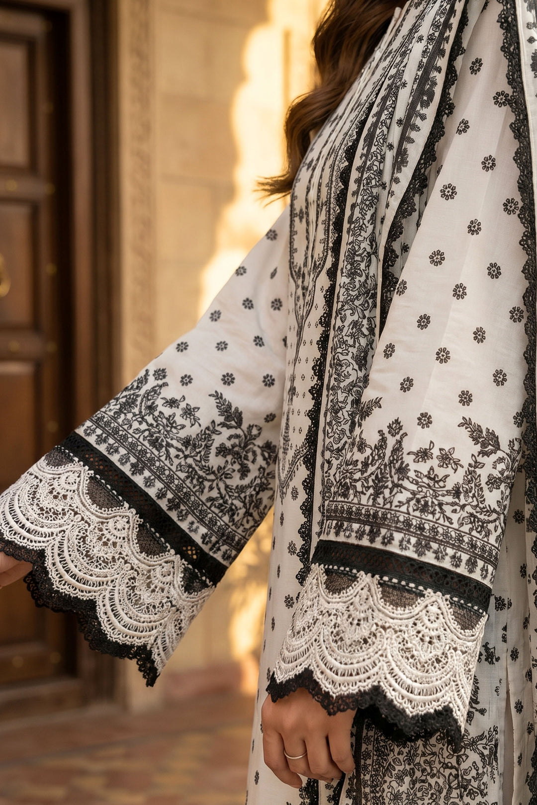 Antique White 3 Piece Unstitched Premium Printed Lawn