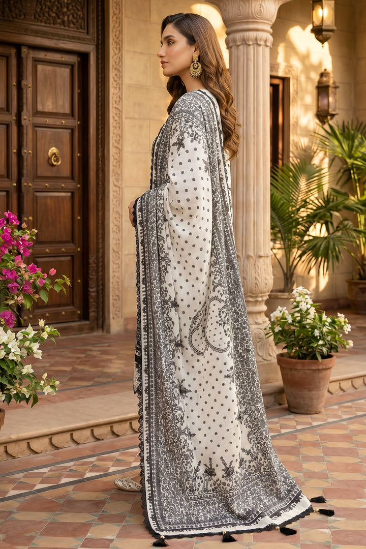 Antique White 3 Piece Unstitched Premium Printed Lawn