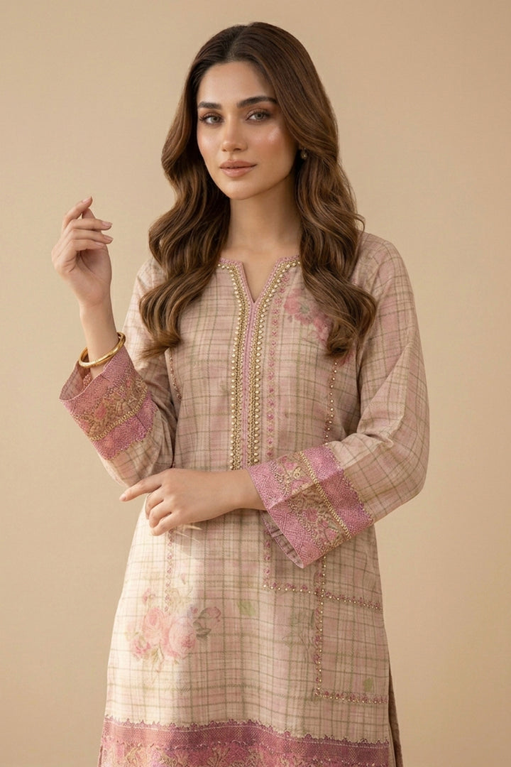 Apricot 2 Piece Unstitched Printed Cambric Co-Ord Set
