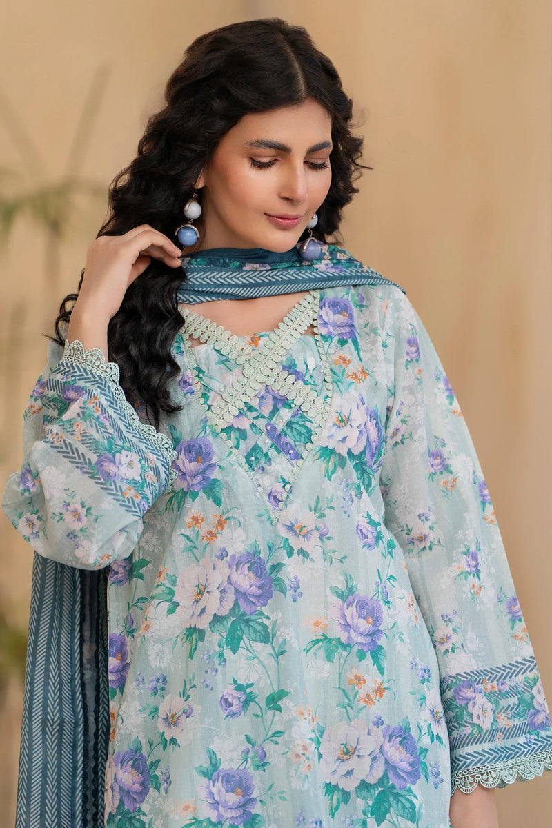 3 Piece Unstitched Aqua Premium Lawn - Jacquard Clothing