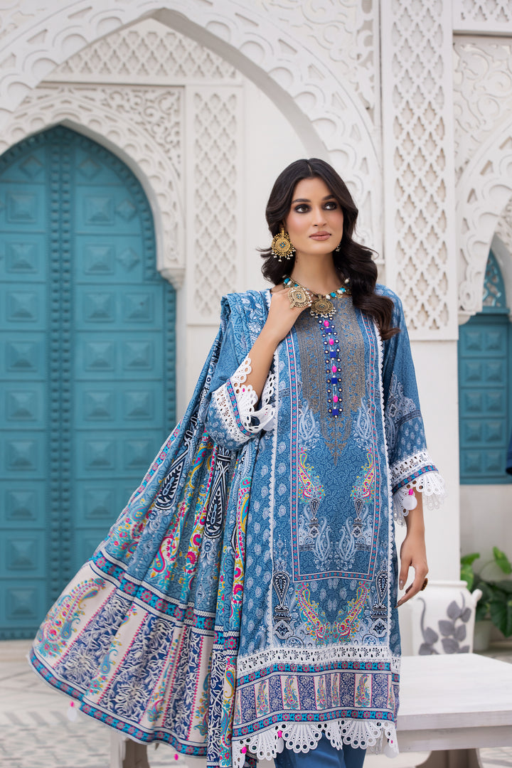 3 PCS UNSTITCHED-DIGITAL PRINTED EMBROIDERED VISCOSE SUIT WINTER 23 BY JACQUARD CLOTHING