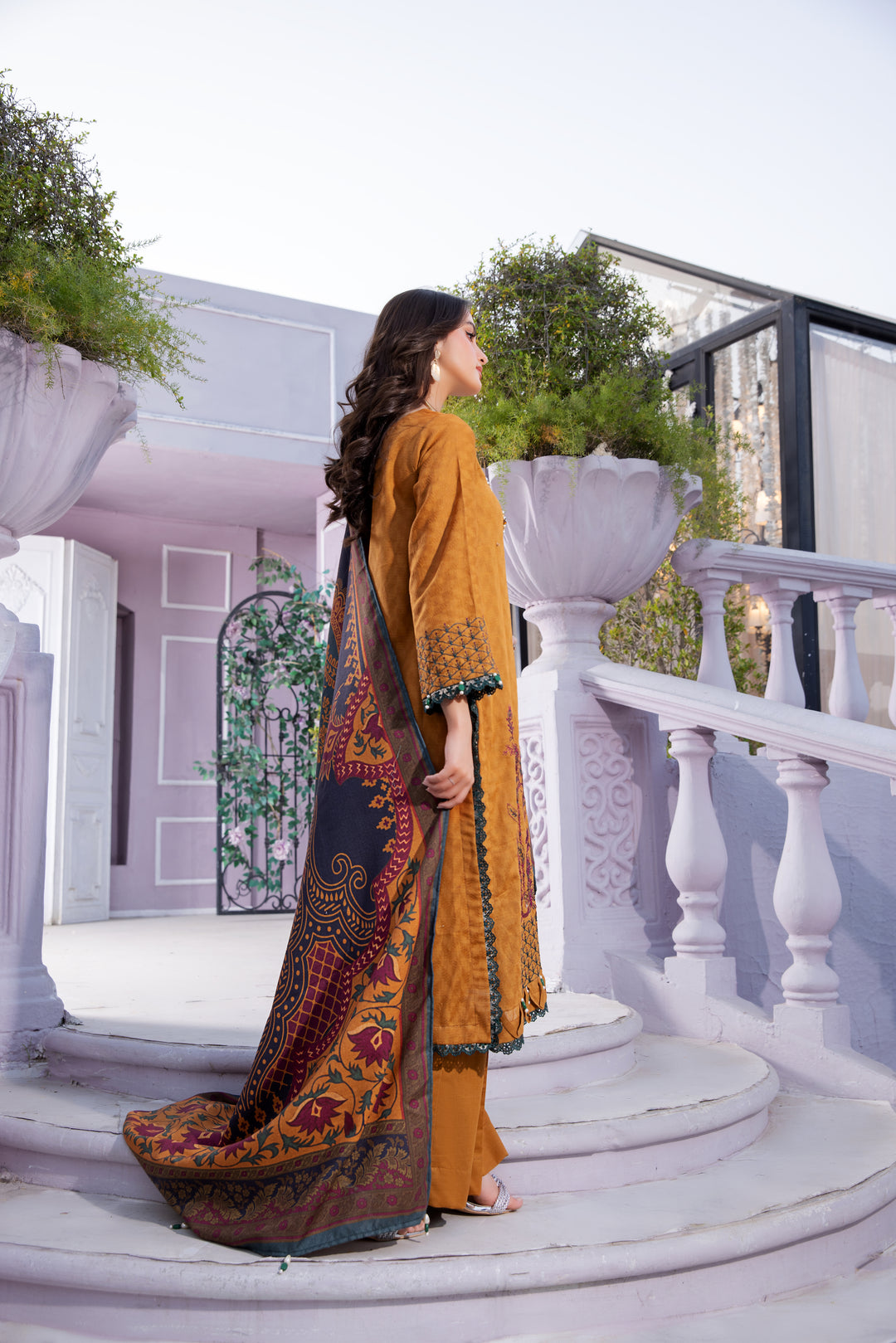 3 PIECE LUXURY UNSTITCHED-EMBROIDERED SELF JACQUARD KHADDAR SUI