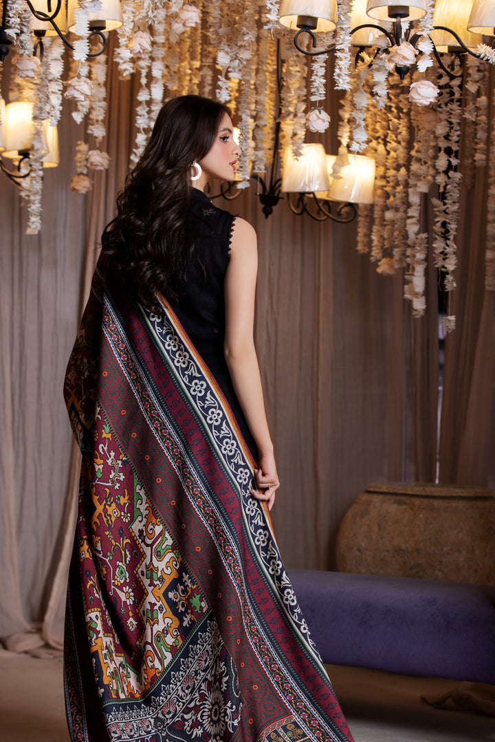 3 PIECE LUXURY UNSTITCHED-EMBROIDERED SELF JACQUARD KHADDAR SUIT