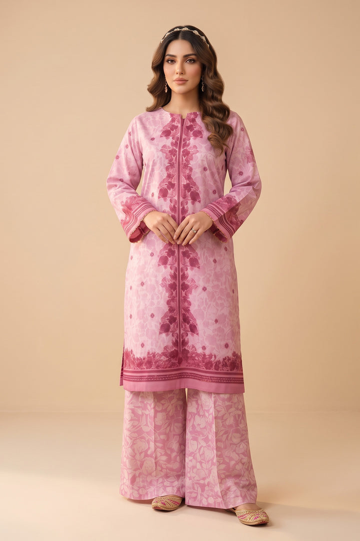 Baby Pink 2 Piece Unstitched Printed Cambric Co-Ord Set