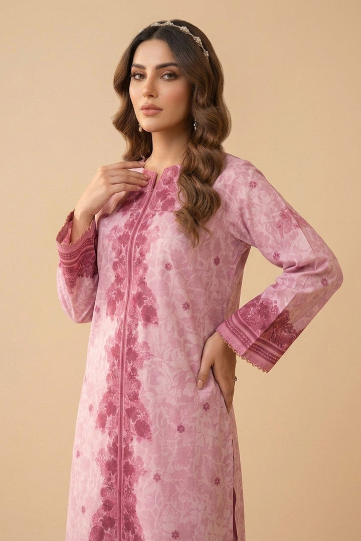 Baby Pink 2 Piece Unstitched Printed Cambric Co-Ord Set