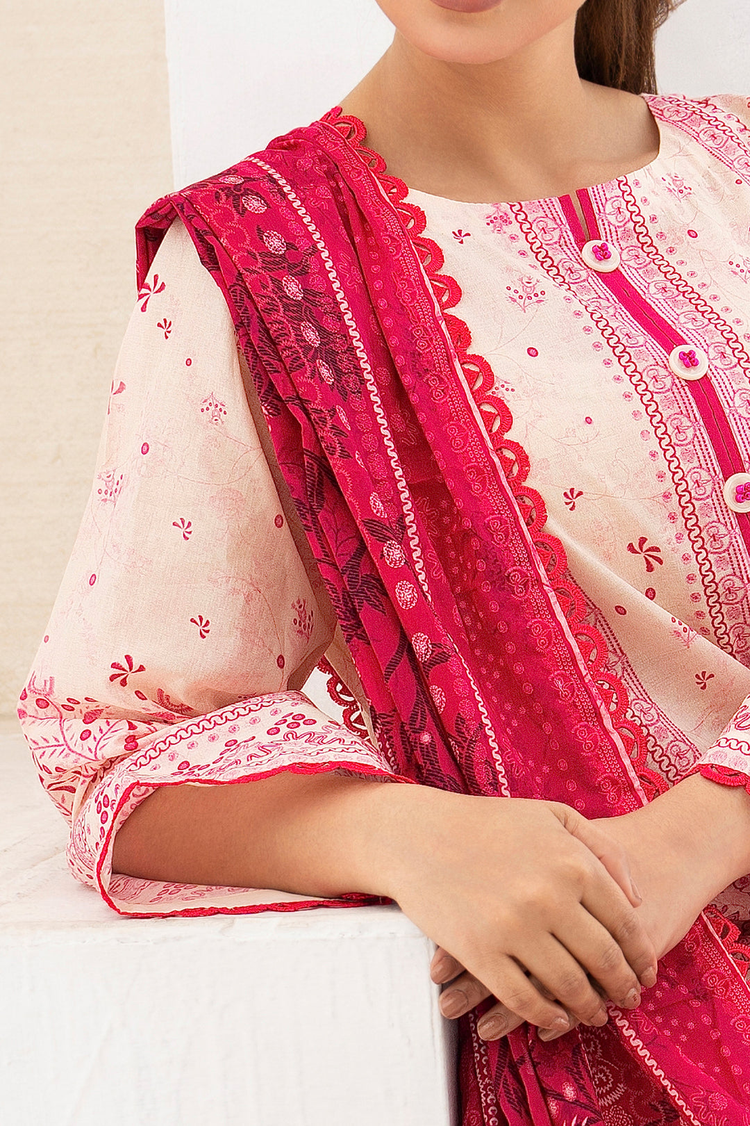 Beige 3 Piece Unstitched Premium Lawn - SU25V9-S7 - JACQUARD CLOTHING